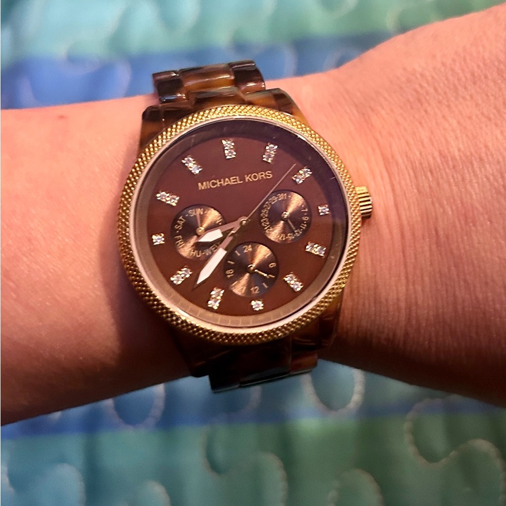Michael Kors Gold and faux tortoiseshell  Watch